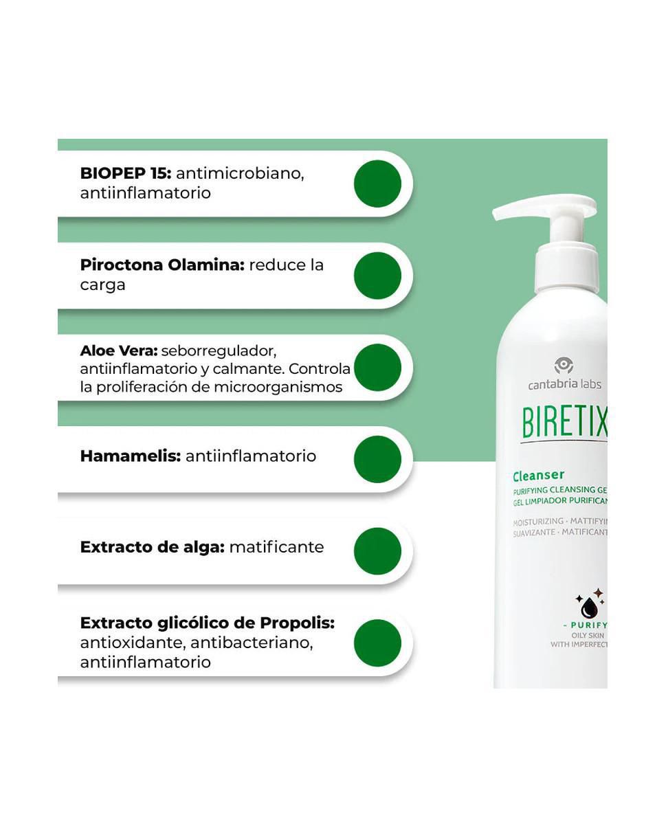 Limpiador facial facial gel limpiador purificante cantabria biretix cleanser "para" purificar