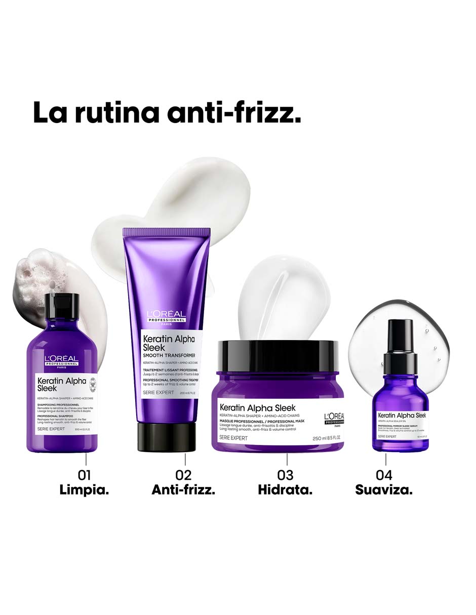 Shampoo anti frizz para cabello L'oreal Professionnel Keratin Alpha Sleek