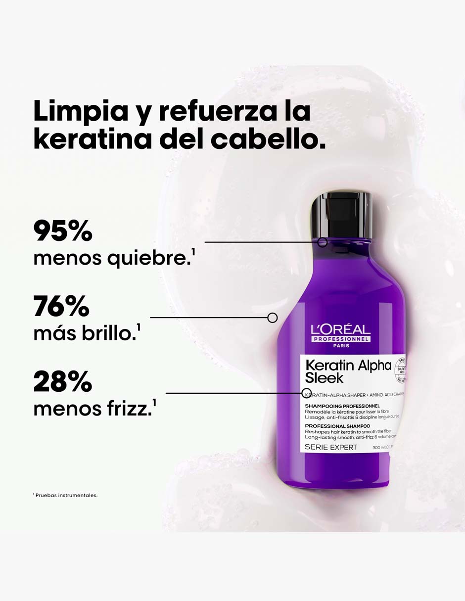Shampoo anti frizz para cabello L'oreal Professionnel Keratin Alpha Sleek