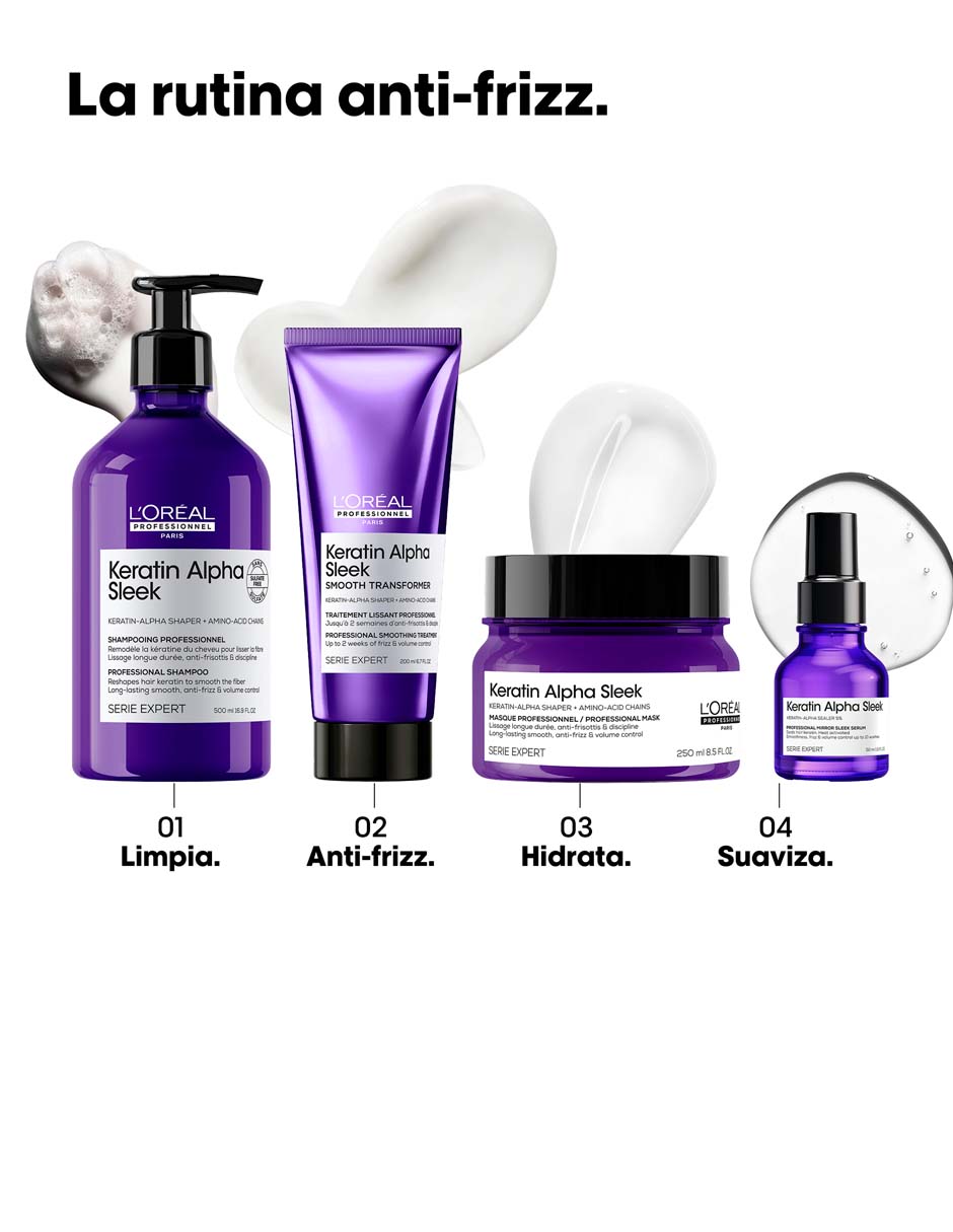 Shampoo anti frizz para cabello L'oreal Professionnel Keratin Alpha Sleek