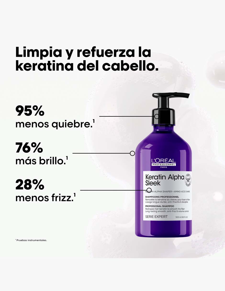 Shampoo anti frizz para cabello L'oreal Professionnel Keratin Alpha Sleek