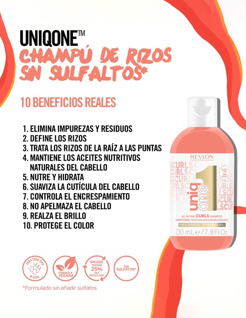 Shampoo hidratante para cabello rizado uniqone curl shampoo 230ml uniq one 3
