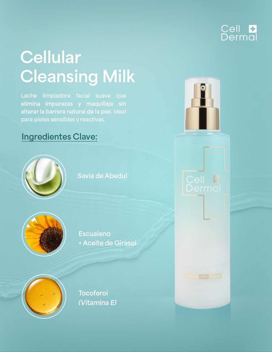 Crema facial recomendada para limpiar día y noche cellular cleansing milk para piel normal y seca Crema facial recomendada para limpiar día y noche cellular cleansing milk para piel normal y seca