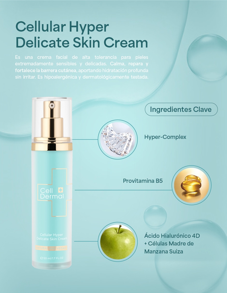 Crema facial recomendada para calmar y aliviar piel día y noche cellular hyper delicate skin cream para piel sensible Crema facial recomendada para calmar y aliviar piel día y noche cellular hyper delicate skin cream para piel sensible