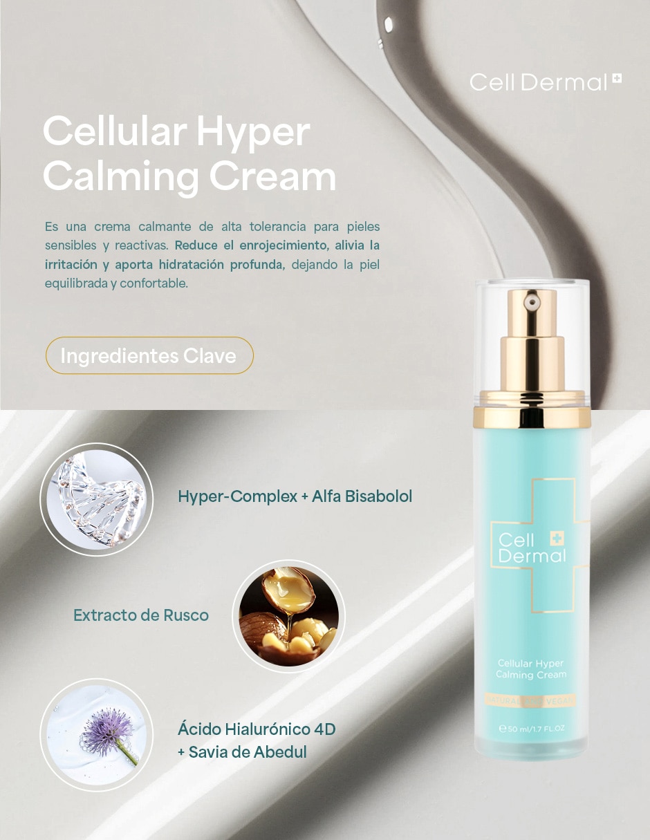 Crema facial recomendada para calmar y aliviar la piel día y noche celldernarl cellular hyper calming cream para piel sensible Crema facial recomendada para calmar y aliviar la piel día y noche celldernarl cellular hyper calming cream para piel sensible
