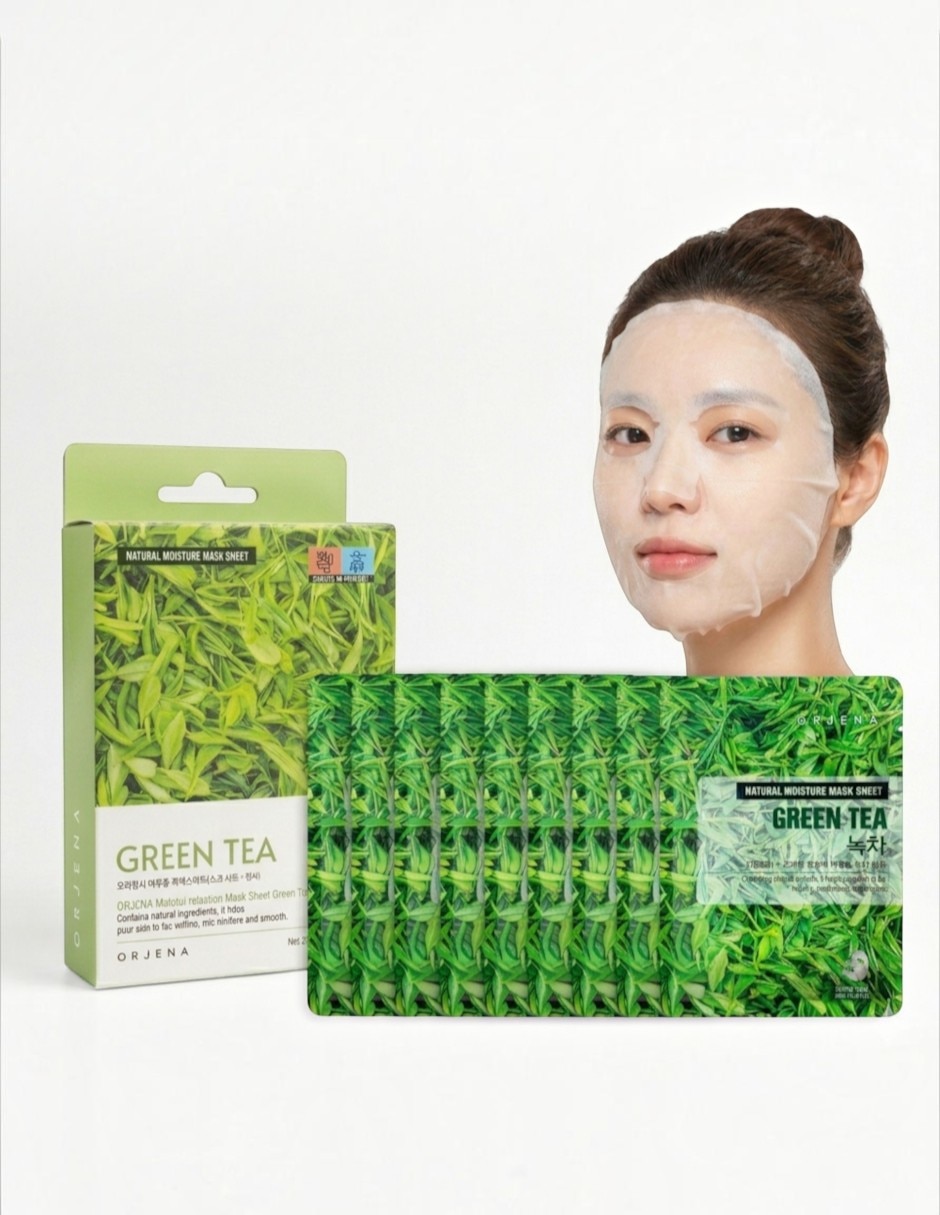 Mascarilla facial Natural Moisture Green Tea Mask Sheet 23ml Té Verde Antioxidante Calmante Hidratante para Calmar la piel ORJENA Mascarillas Mascarilla facial Natural Moisture Green Tea Mask Sheet 23ml Té Verde Antioxidante Calmante Hidratante para Calmar la piel ORJENA Mascarillas