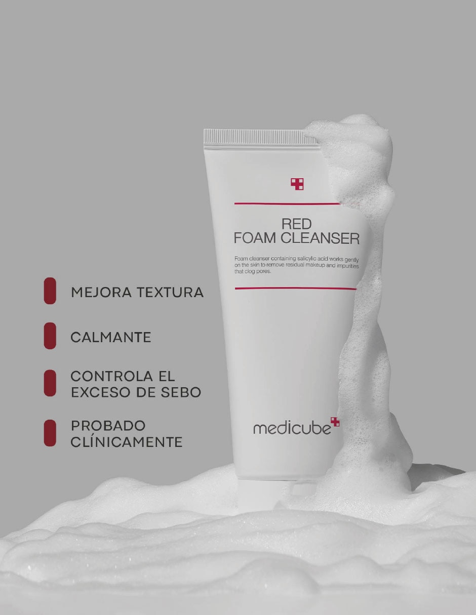 Jabón facial edicube red foam cleanser con ácido salicílico 5