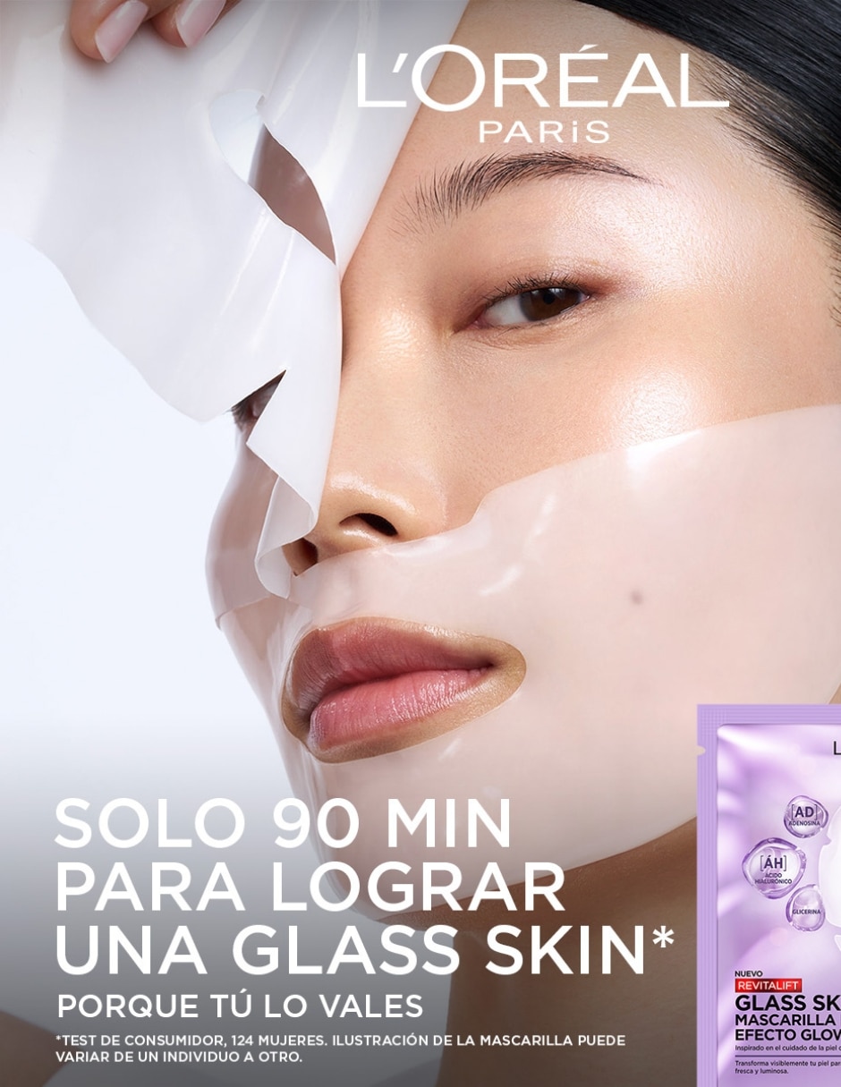 Mascarilla facial Revitalift Acido Hialurónico Filler Glass Skin para hidratar 3