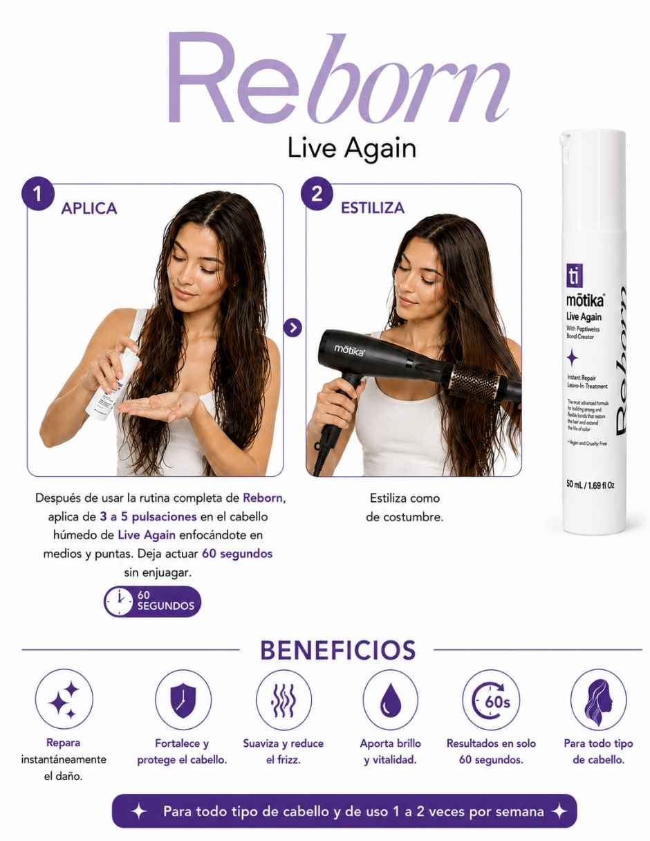 Tratamiento para cuero cabelludo motika Reborn Live Again reparador de enlaces para cabello dañado 50 ml 2