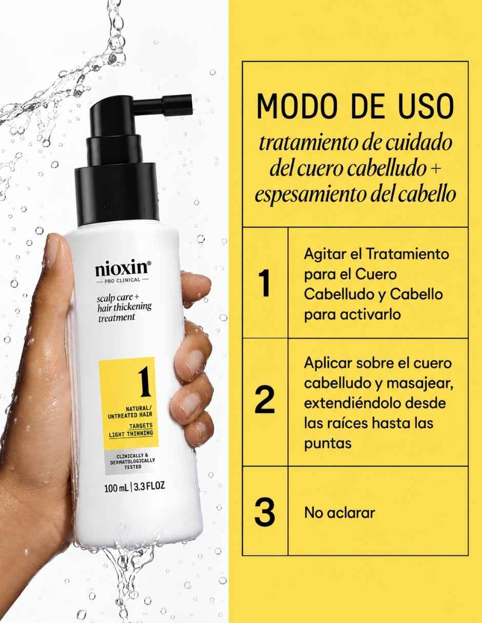 Tratamiento para (si aplica) Cuero cabelludo Tratamiento Sistema 1 para Cuero Cabelludo y Cabello con Debilitamiento Ligero 100 ml Anticaída NIOXIN Nioxin 3