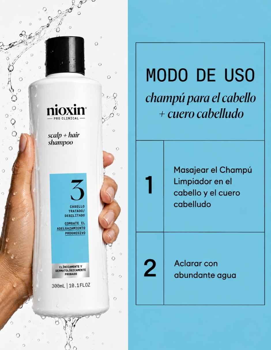 Shampoo anticaída para cabello débil sistema 3 para cabello coloreado con debilitamiento ligero 3