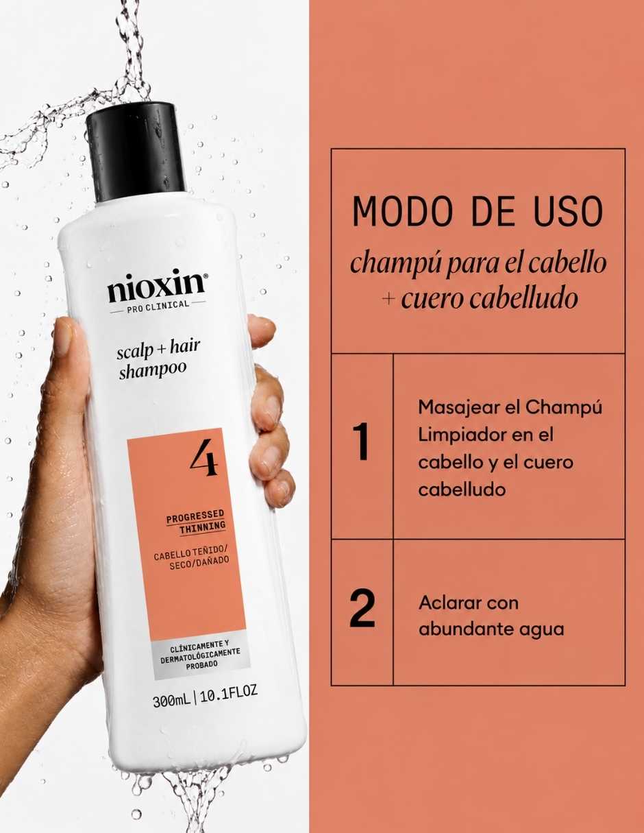 Shampoo anticaída para cabello Débil Shampoo Sistema 4 para Cabello Coloreado con Debilitamiento Avanzado 300 ml NIOXIN Nioxin 3