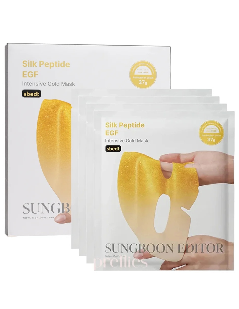 Mascarilla facial con péptidos de seda y partículas de oro para antiedad Mascarilla facial con péptidos de seda y partículas de oro para antiedad