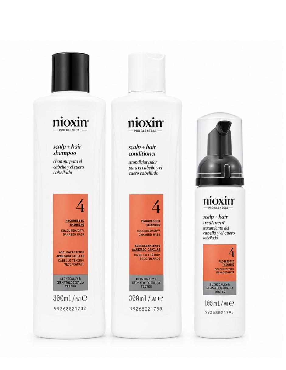 Set capilar Nioxin Nioxin Kit Sistema 4 para Cabello Decolorado con Debilitamiento Avanzado 300 ml 3 Pasos para Todo tipo 3 piezas