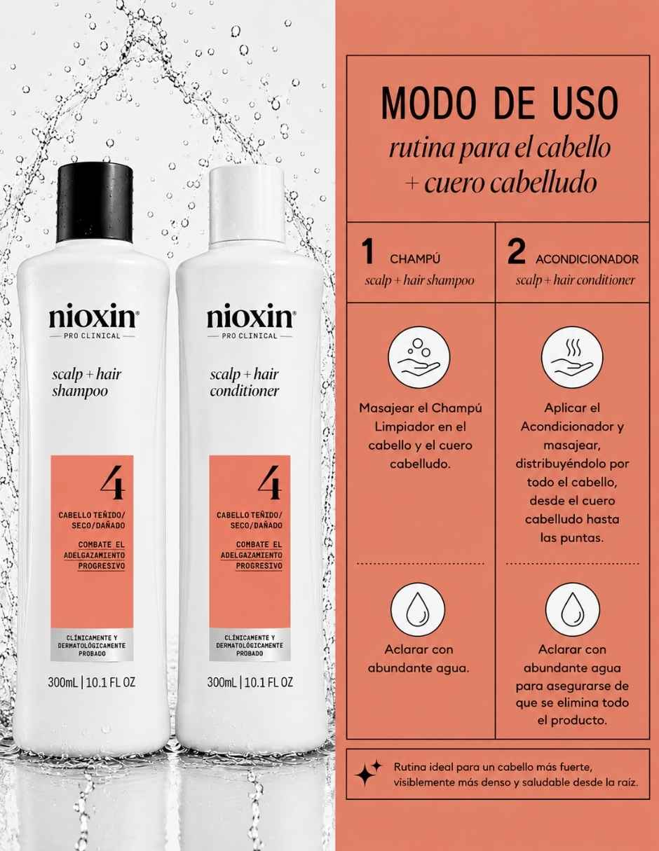 Set capilar Nioxin Nioxin Set Shampoo y Acondicionador Sistema 4 para Cabello Teñido con Debilitamiento Avanzado 300 para Todo tipo 2 piezas 3