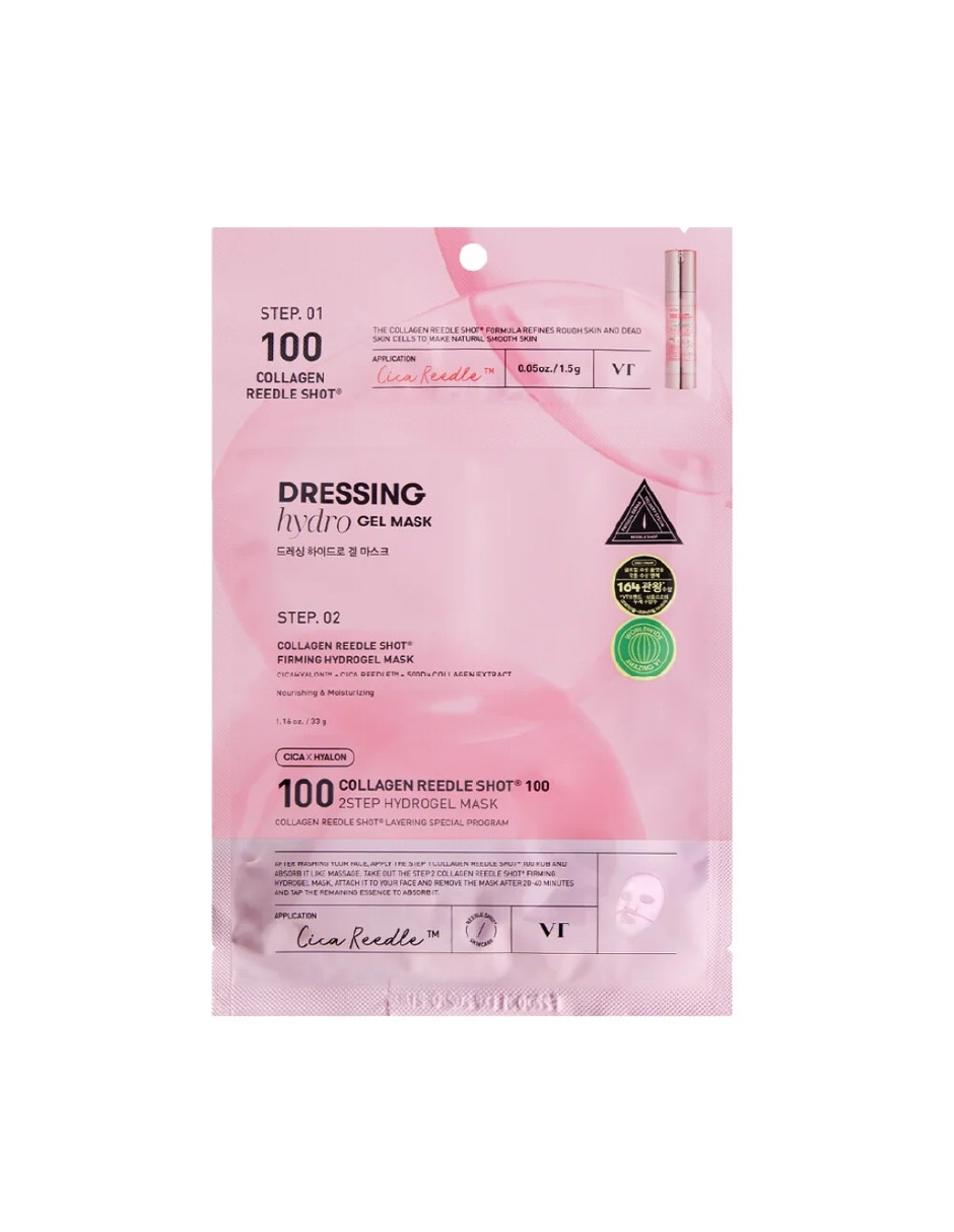 Mascarilla facial VT Collagen Reedle Shot 100 2STEP Mask*4ea para Iluminar 50 G Mascarilla facial VT Collagen Reedle Shot 100 2STEP Mask*4ea para Iluminar 50 G