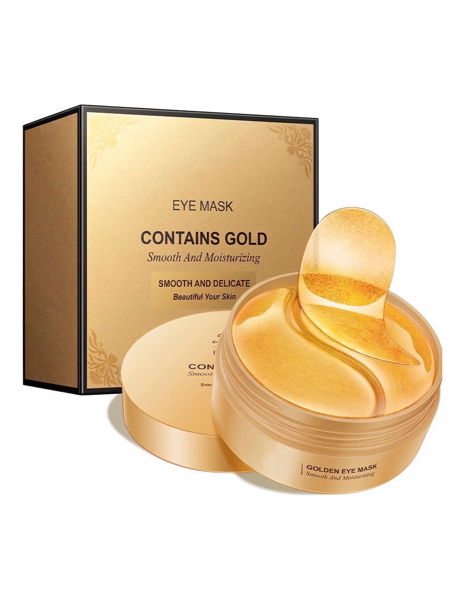 Parches para ojos de Hidrogel Oro 24k y colágeno con alhajero blanco 3