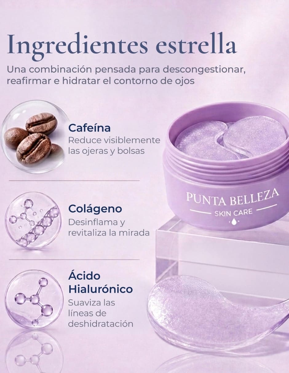 Parches para ojeras Parches para Ojeras con Cafeína Colágeno y Ácido Hialurónico 2 pack Parches de Ácido Hialurónico 2