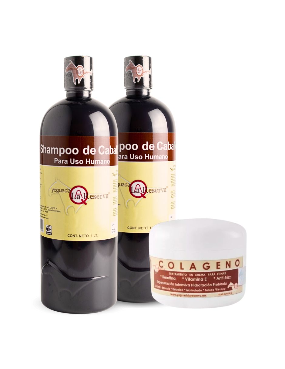 Set capilar Kit 2 Shampoo de Caballo Negro + 1 Colágeno Grande para Todo tipo 3 piezas Set capilar Kit 2 Shampoo de Caballo Negro + 1 Colágeno Grande para Todo tipo 3 piezas