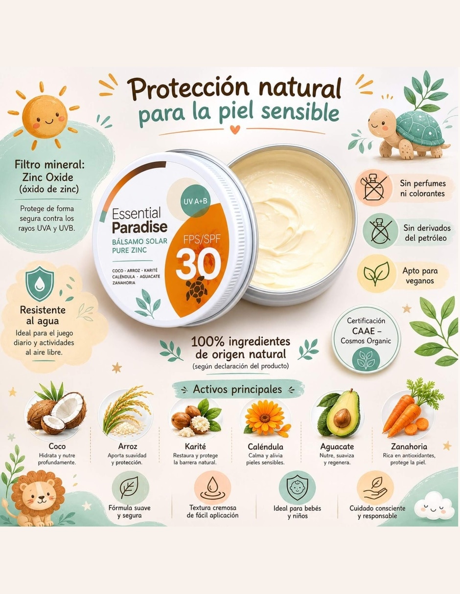 Protector solar FPS 30 Essential Paradise Bálsamo solar pure zinc FPS 30 Essential Paradise