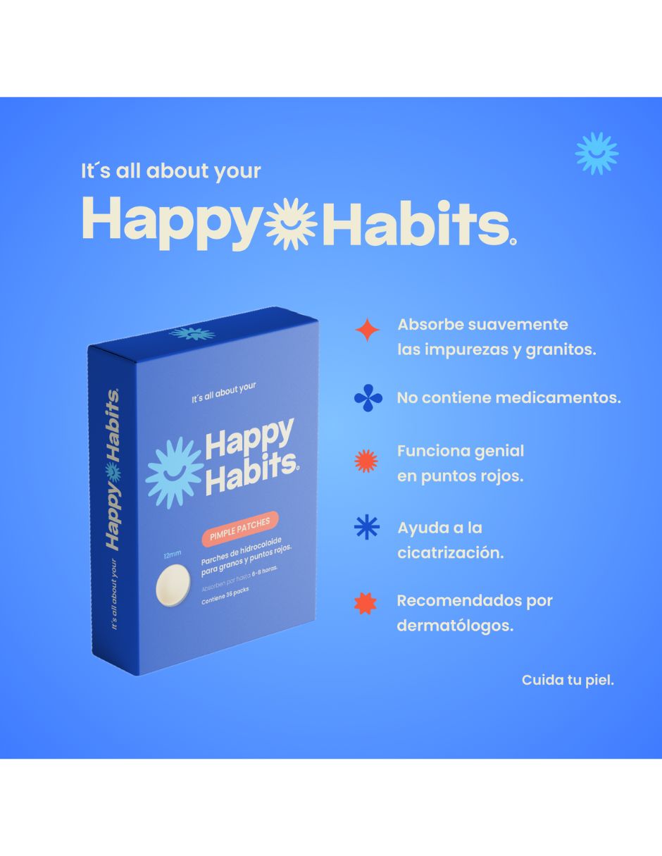 Parches para acné 24 parches happy habits 3
