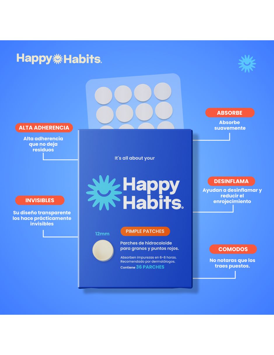 Parches para acné 24 parches happy habits 7