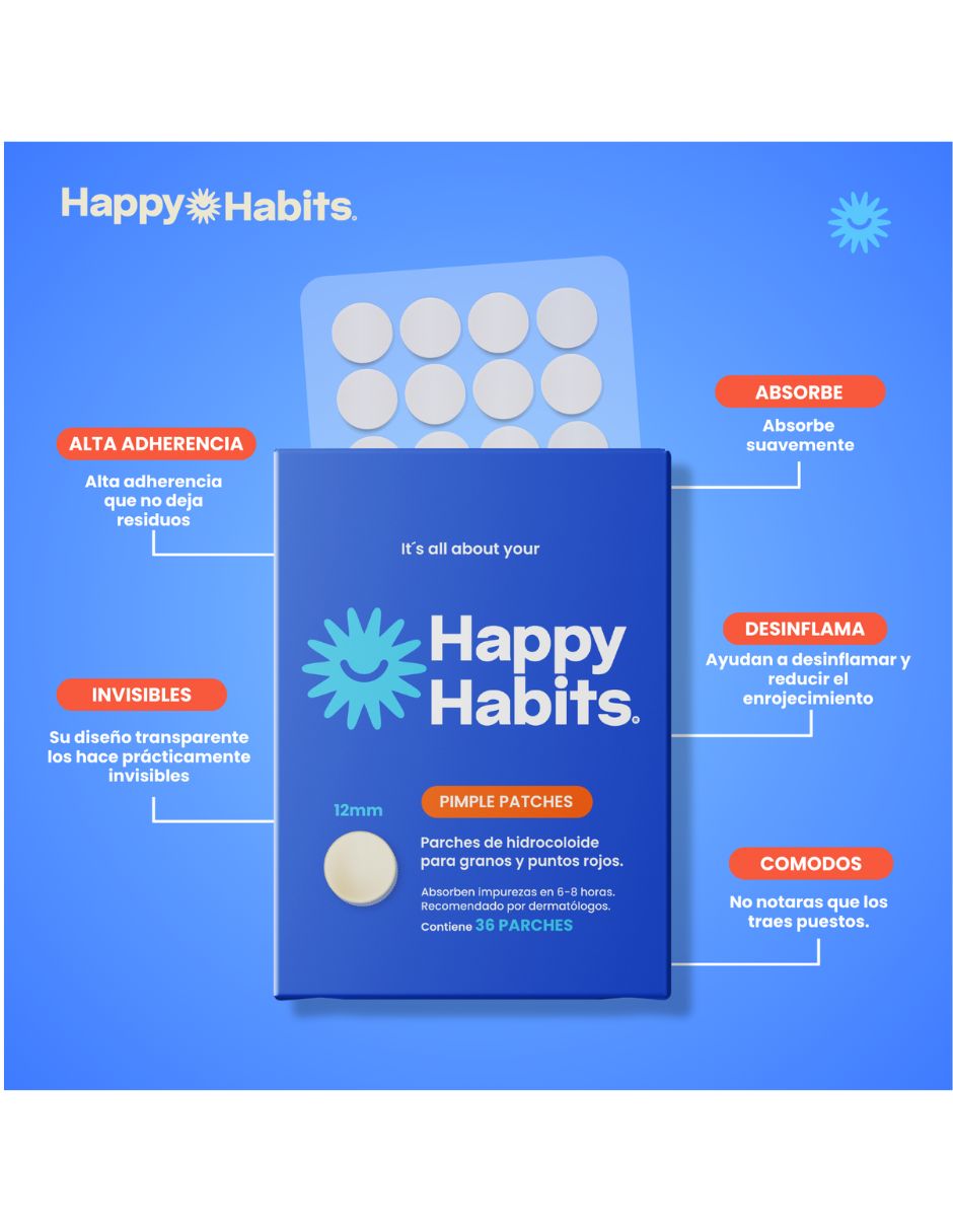Parches para acné 48 parches happy habits 2
